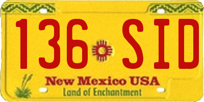 NM license plate 136SID