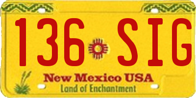NM license plate 136SIG