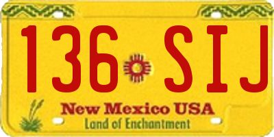 NM license plate 136SIJ