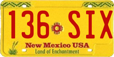 NM license plate 136SIX