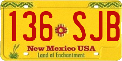 NM license plate 136SJB