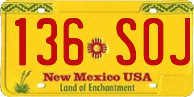 NM license plate 136SOJ