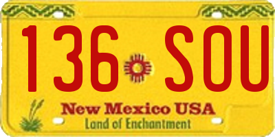 NM license plate 136SOU
