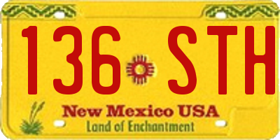 NM license plate 136STH