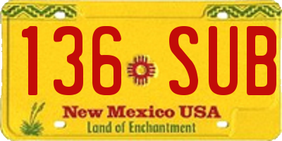 NM license plate 136SUB