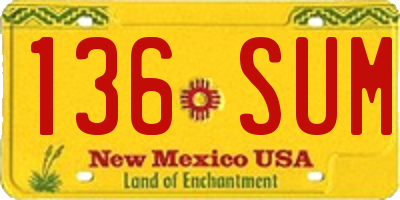 NM license plate 136SUM