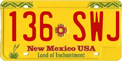NM license plate 136SWJ