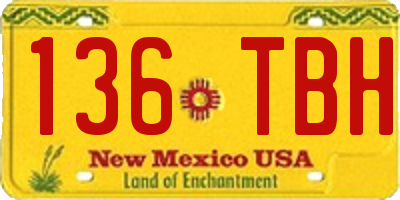 NM license plate 136TBH