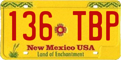 NM license plate 136TBP