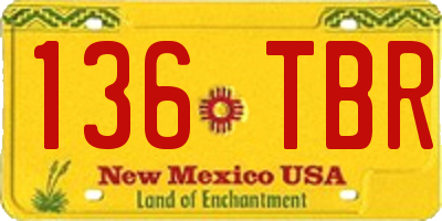 NM license plate 136TBR