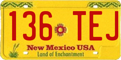 NM license plate 136TEJ