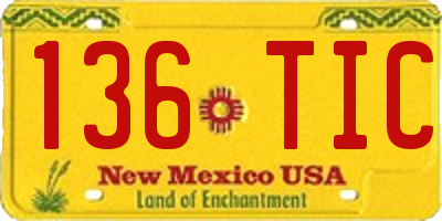 NM license plate 136TIC