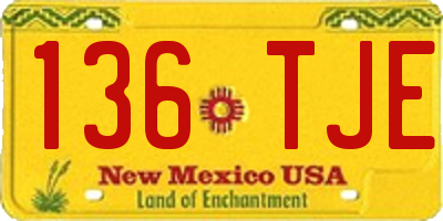 NM license plate 136TJE