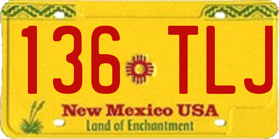 NM license plate 136TLJ
