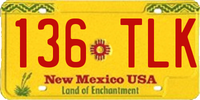 NM license plate 136TLK