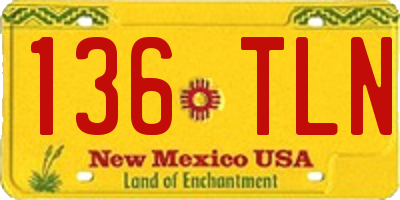 NM license plate 136TLN
