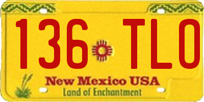 NM license plate 136TLO