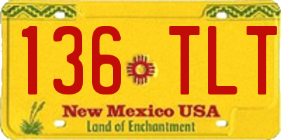 NM license plate 136TLT