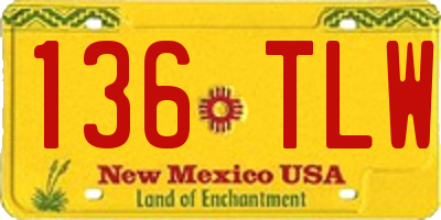 NM license plate 136TLW