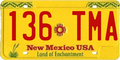NM license plate 136TMA