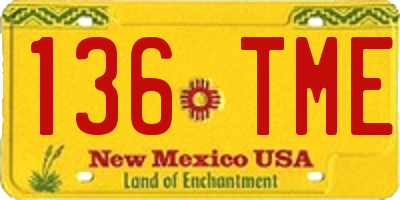 NM license plate 136TME