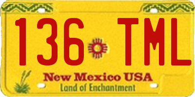 NM license plate 136TML