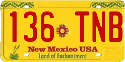 NM license plate 136TNB