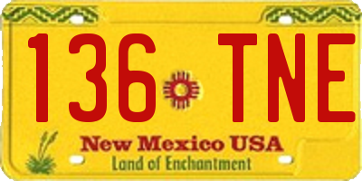 NM license plate 136TNE