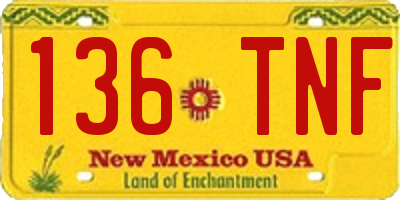 NM license plate 136TNF