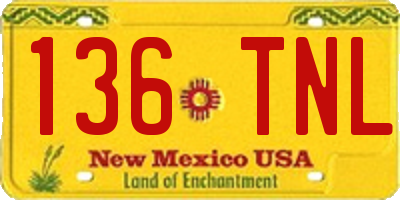 NM license plate 136TNL