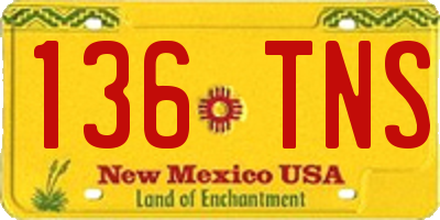 NM license plate 136TNS