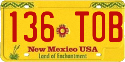 NM license plate 136TOB