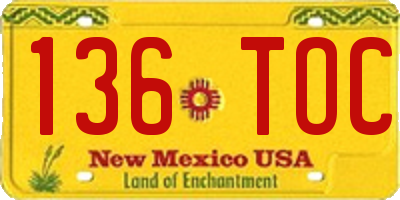 NM license plate 136TOC