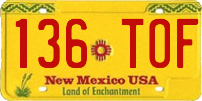 NM license plate 136TOF