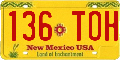NM license plate 136TOH