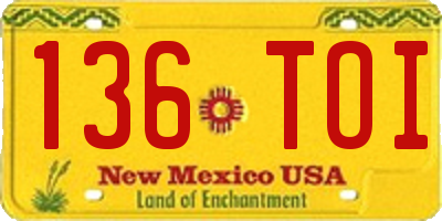 NM license plate 136TOI