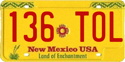 NM license plate 136TOL