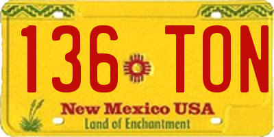 NM license plate 136TON