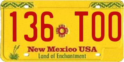 NM license plate 136TOO