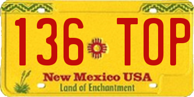 NM license plate 136TOP