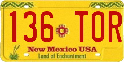 NM license plate 136TOR