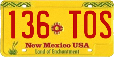 NM license plate 136TOS