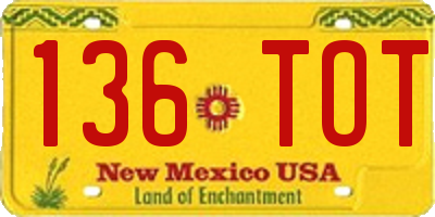 NM license plate 136TOT