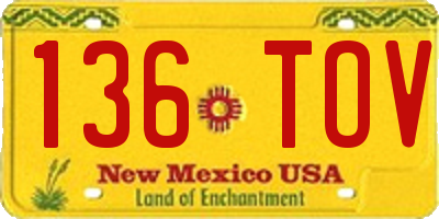 NM license plate 136TOV