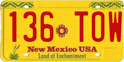 NM license plate 136TOW