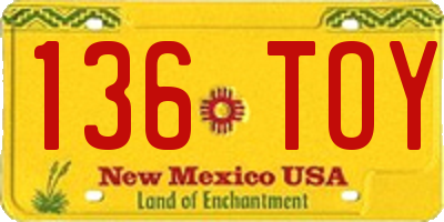 NM license plate 136TOY