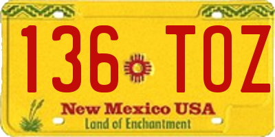 NM license plate 136TOZ