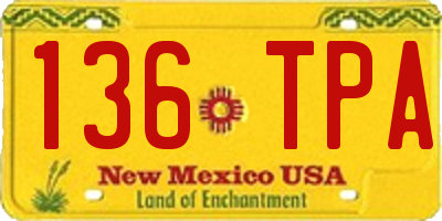 NM license plate 136TPA