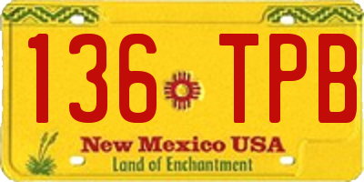 NM license plate 136TPB