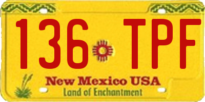 NM license plate 136TPF